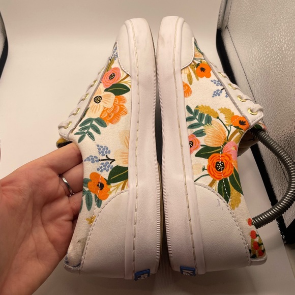 Keds Rifle Paper Co womens White Floral leather Sneakers size 9.5 - Picture 8 of 9